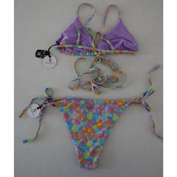 B Swim x Elizabeth Turner Sz M Blossom Bloss Jade & Jackie 2 Piece Swimsuit $180 - Picture 2 of 7